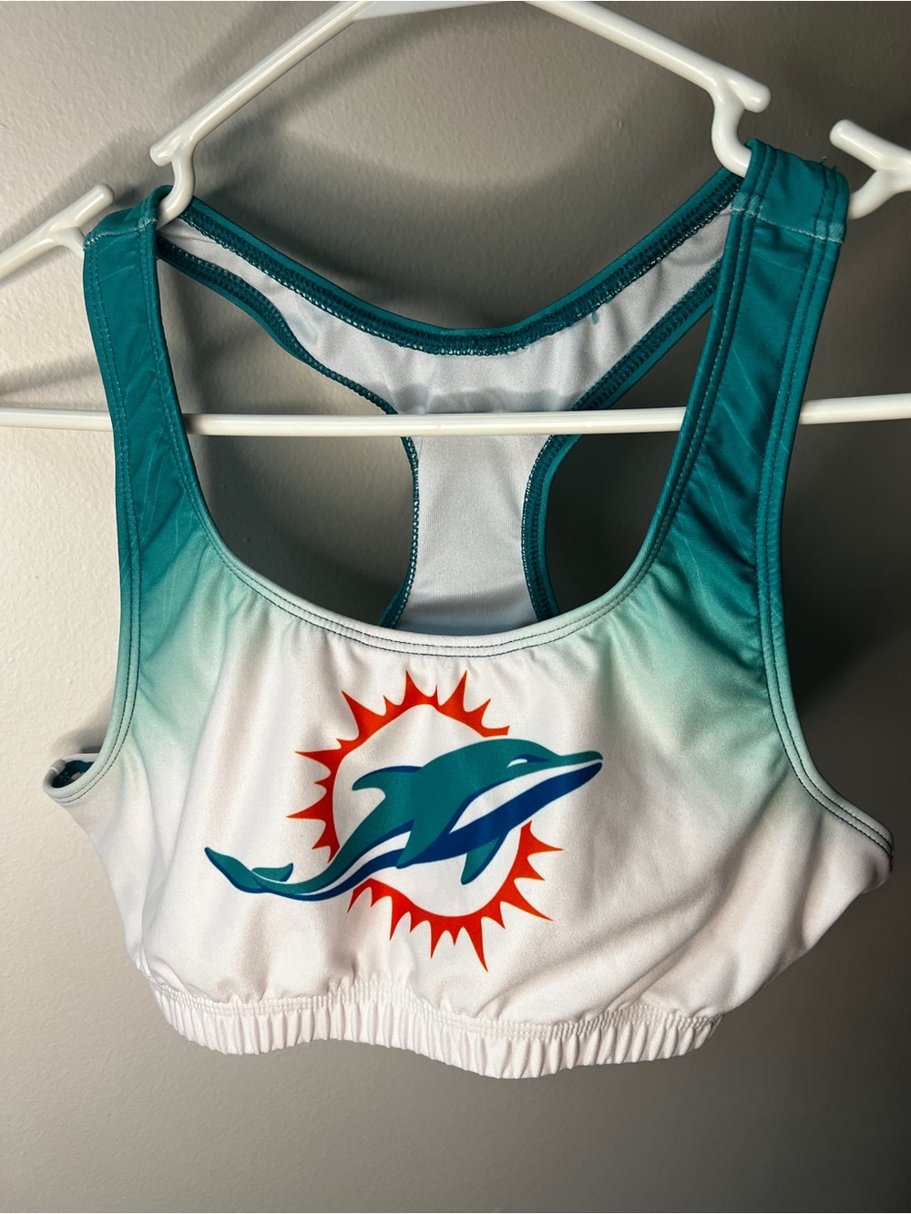 Miami Dolphins Teal & White Sports Bra - size medium